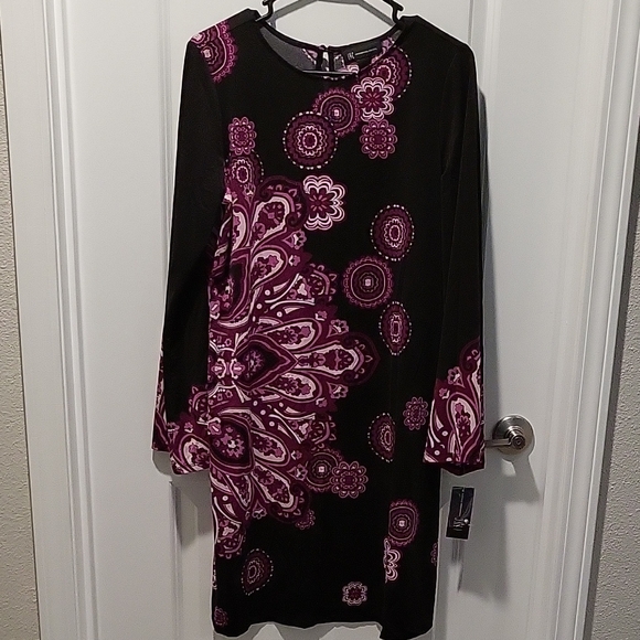 INC International Concepts Dresses & Skirts - INC International Concepts Black and Purple Floral Dress